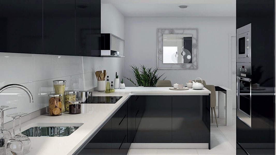 nieuwe-zwart-wit-keuken-appartement-andalusie