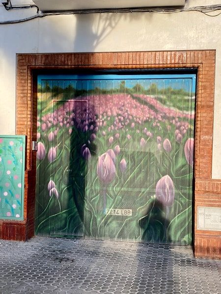 rolluik-roze-tulpen-sevilla-straatkunst
